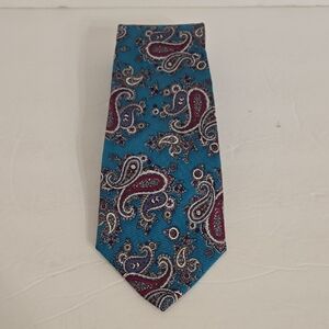 Dior Teal and Burgundy Paisley Tie
